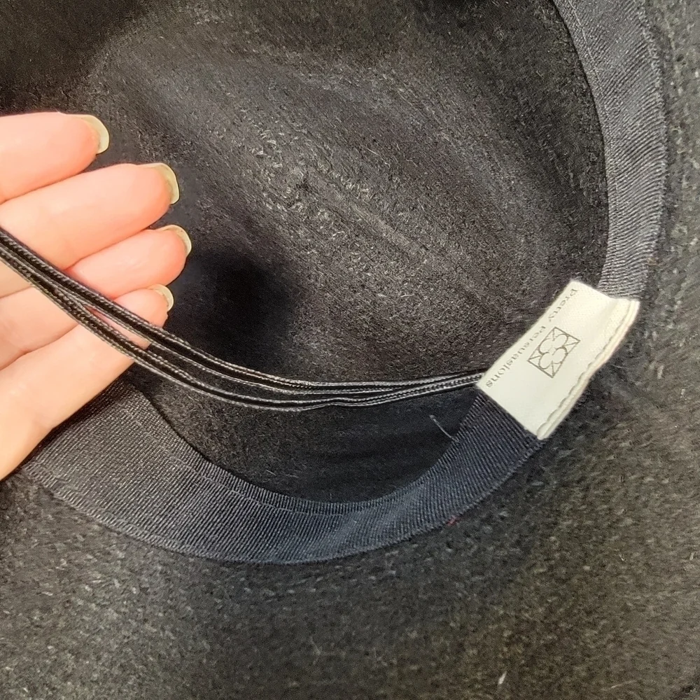 Pretty Persuasions Black wool blend Wide Brim Fedora Winter Hat Women's OS